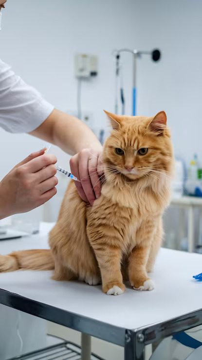 cat getting vaccinated