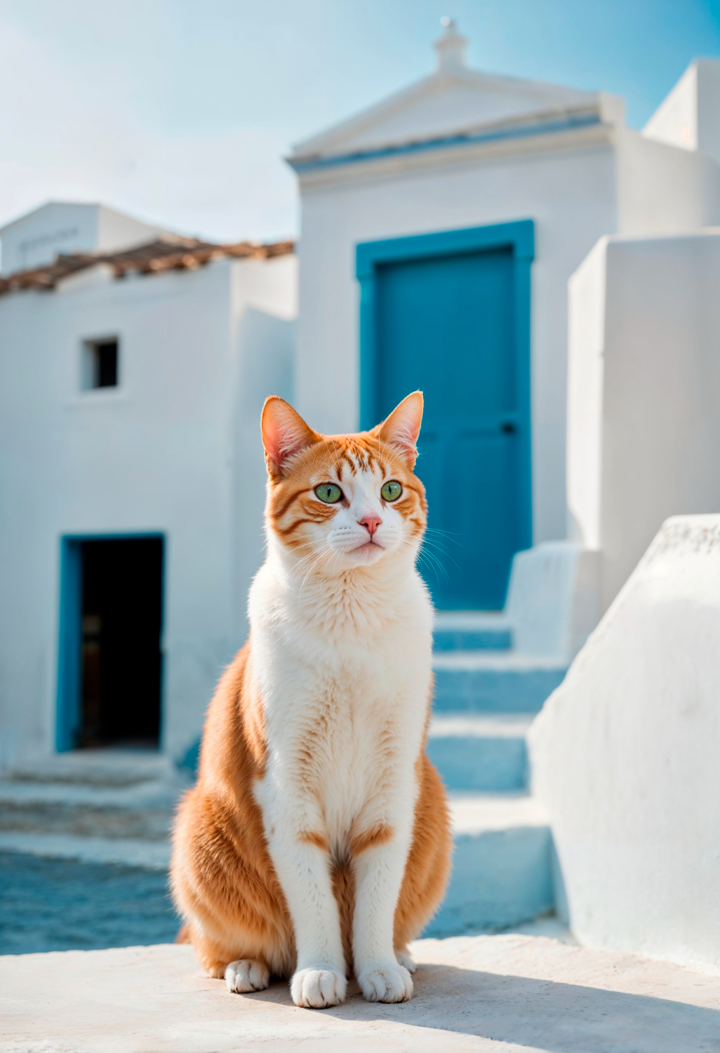 cat sitting behind the home