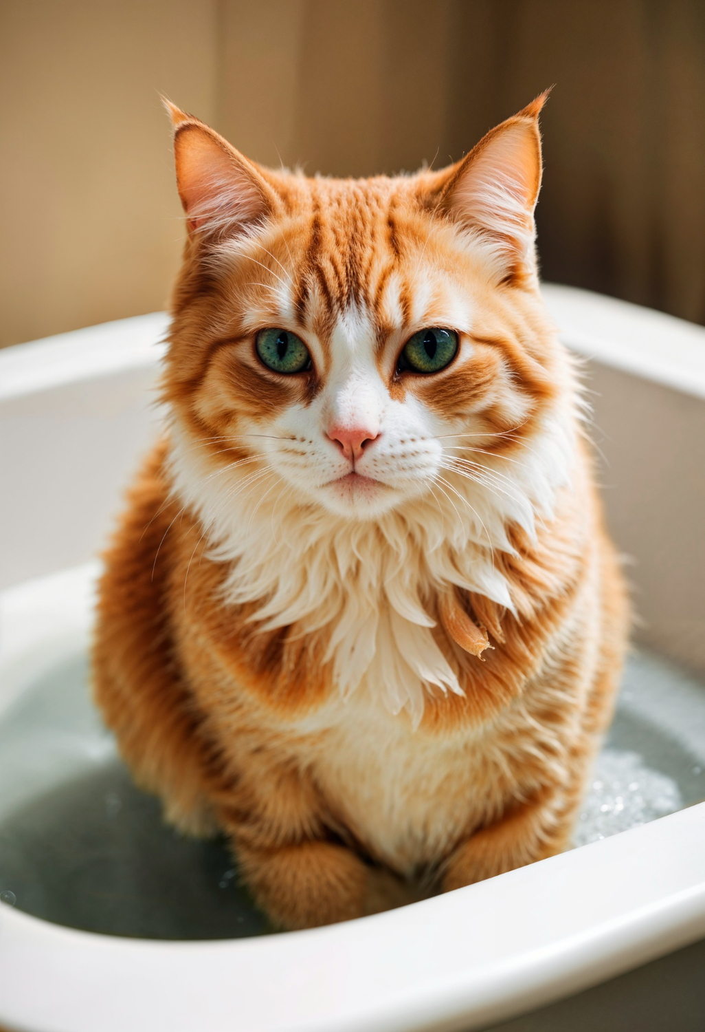 cat sitting on the bath tub