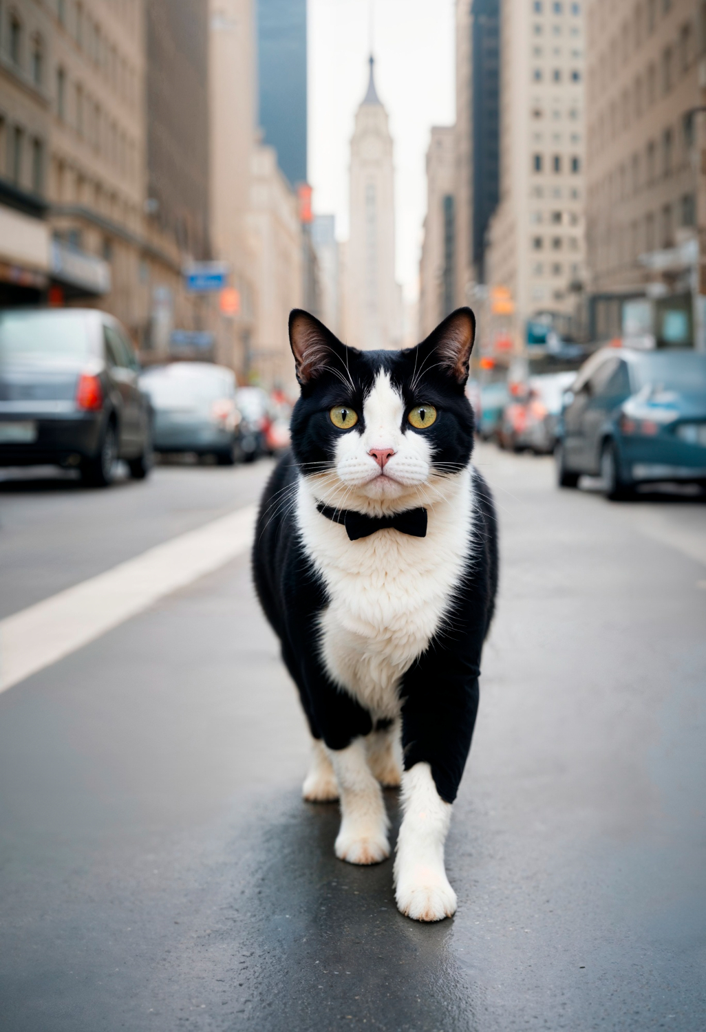 cat walking on the road