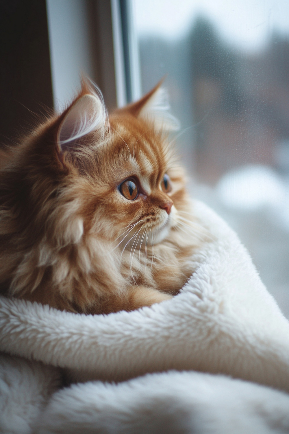 cat wrapped with a blanket