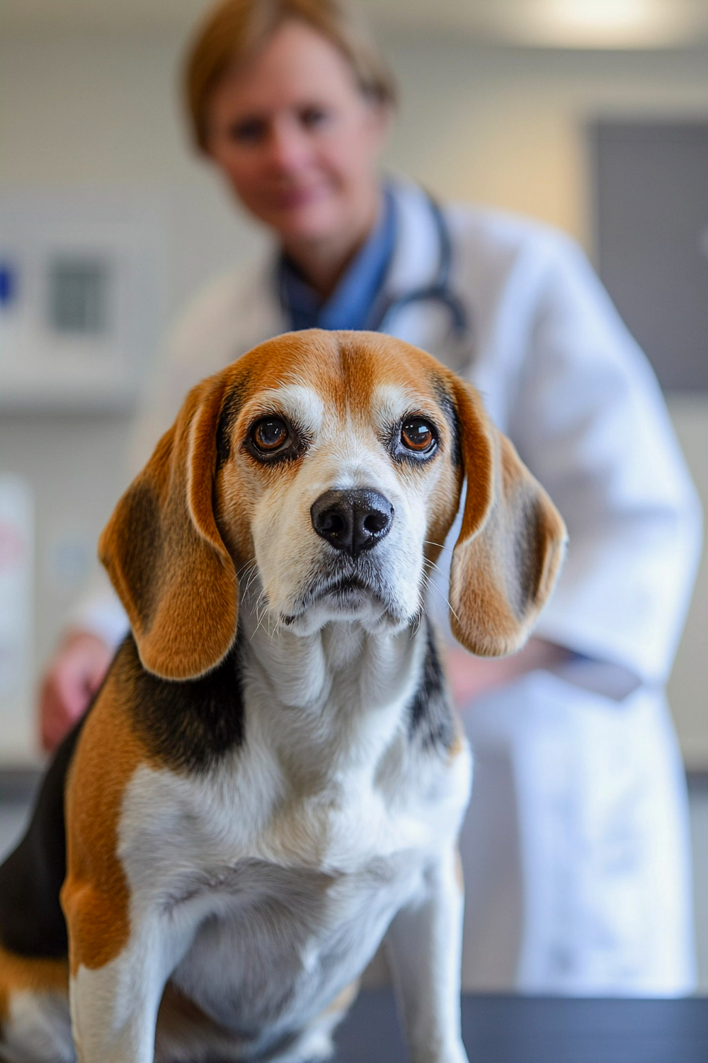 dog sitting on the clinic