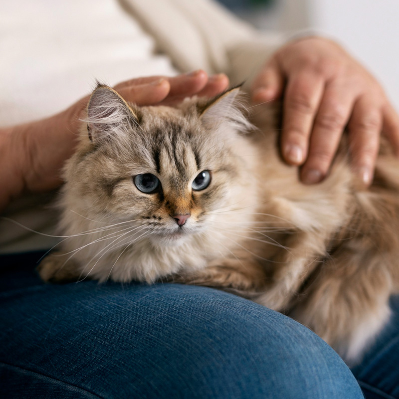 owner holding cat
