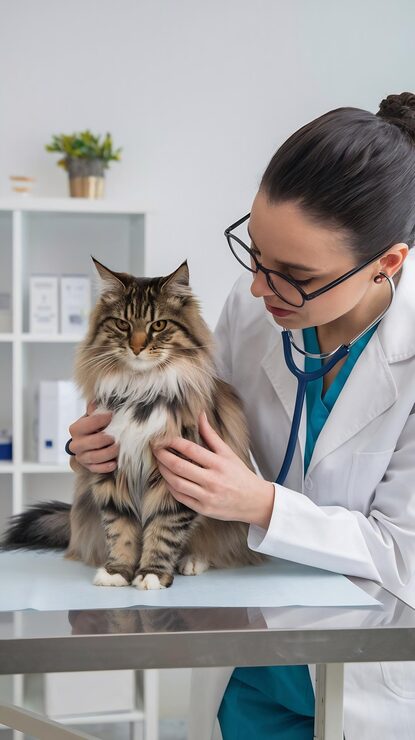 vet examining using stethescope