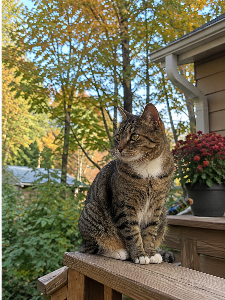 cat sitting on a porch